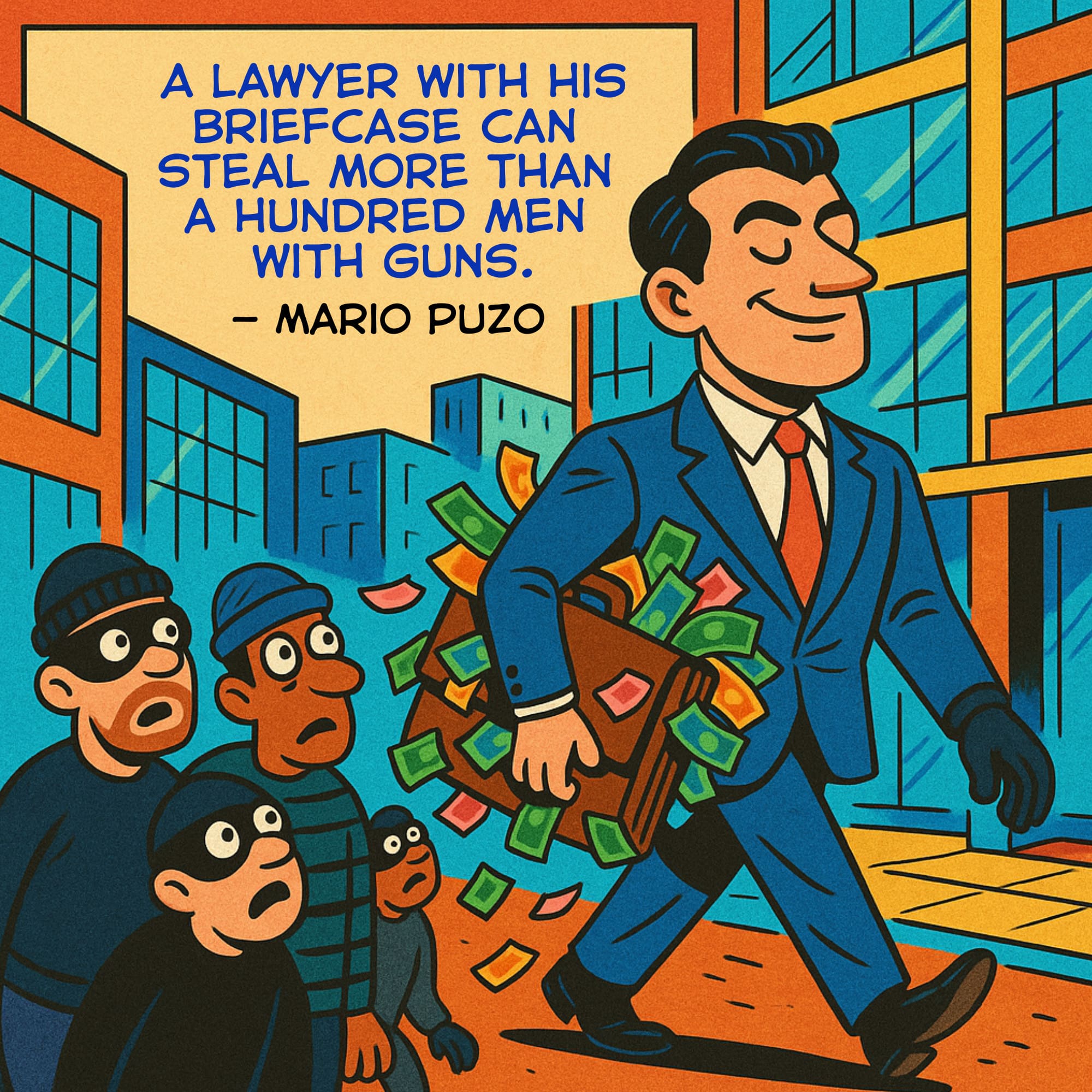 comic style lawyer quote illustration