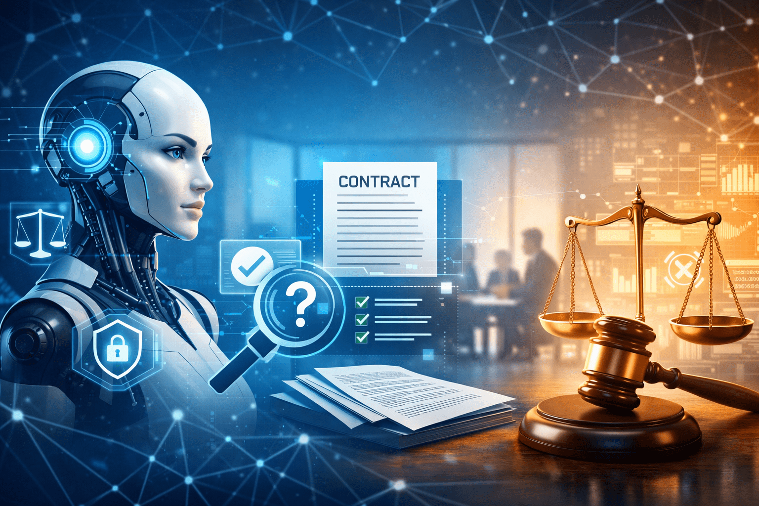 Illustration of legal ai agent, ai generated image