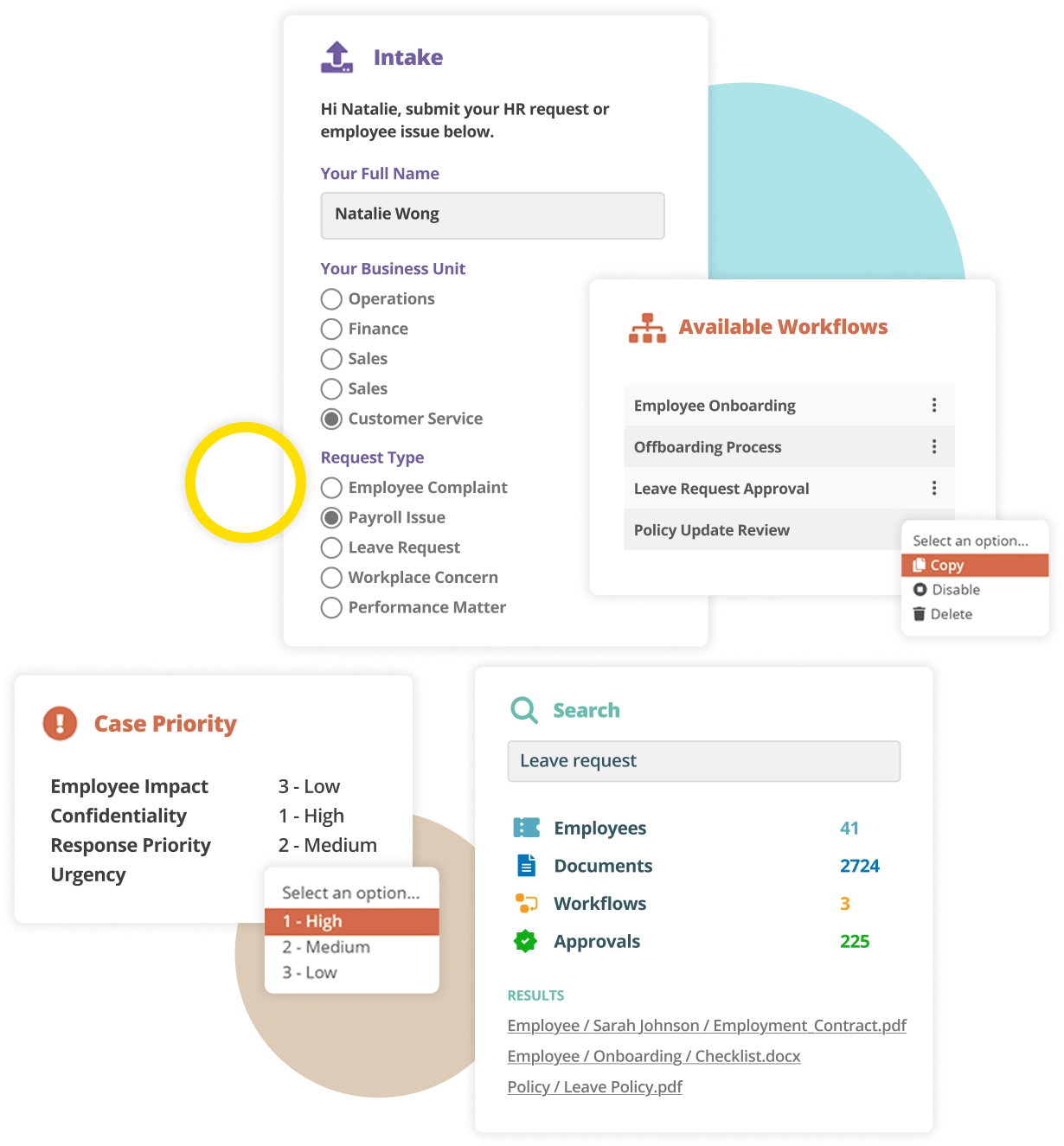 Illustration of Dazychain HR case management software